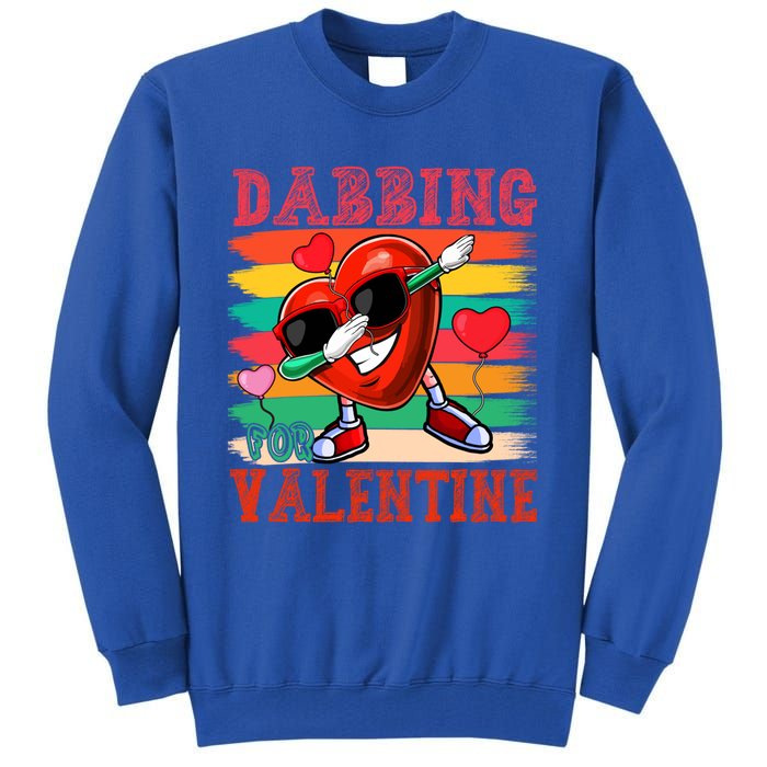 Vintage Dabbing For Valentine Funny Dabbing Heart Sunglasses Gift Tall Sweatshirt