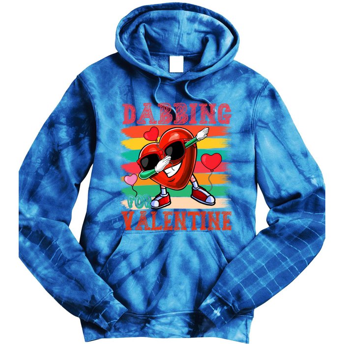 Vintage Dabbing For Valentine Funny Dabbing Heart Sunglasses Gift Tie Dye Hoodie