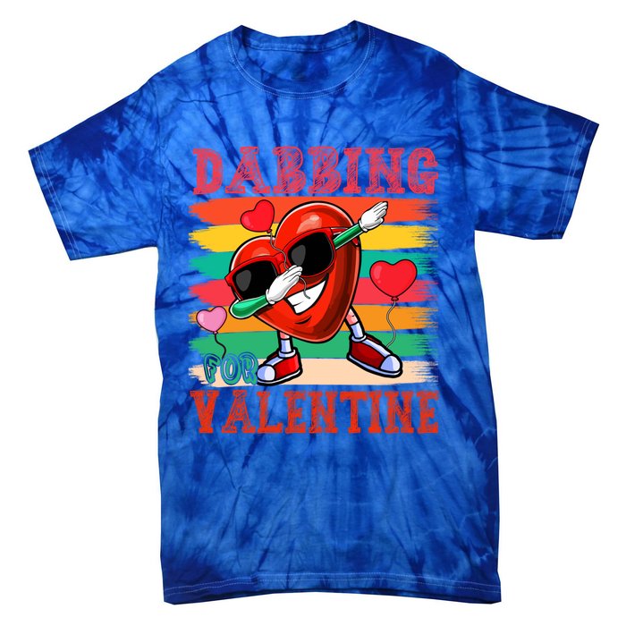 Vintage Dabbing For Valentine Funny Dabbing Heart Sunglasses Gift Tie-Dye T-Shirt