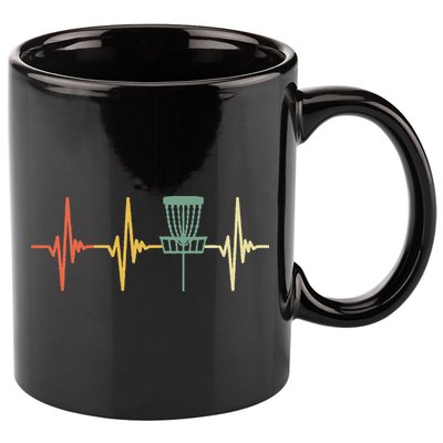 Vintage Disc Golf Retro Heartbeat Gift Disc Golf 11oz C Handle Ceramic Mug
