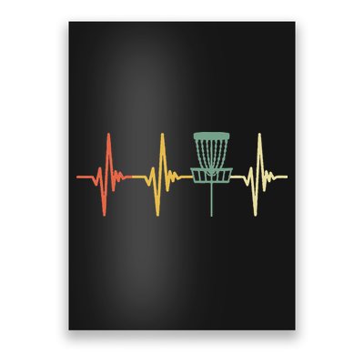 Vintage Disc Golf Retro Heartbeat Gift Disc Golf Poster