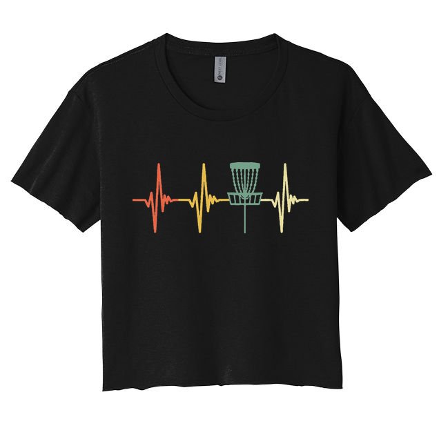 Vintage Disc Golf Retro Heartbeat Gift Disc Golf Crop Top