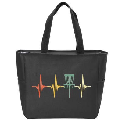 Vintage Disc Golf Retro Heartbeat Gift Disc Golf Zip Tote Bag