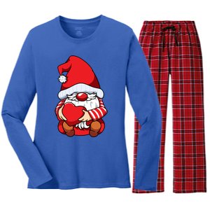 Valentines Day Gnome Love Funny Gift Women's Long Sleeve Flannel Pajama Set 