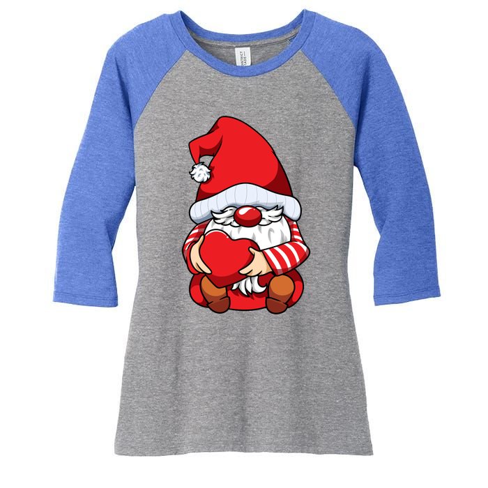 Valentines Day Gnome Love Funny Gift Women's Tri-Blend 3/4-Sleeve Raglan Shirt