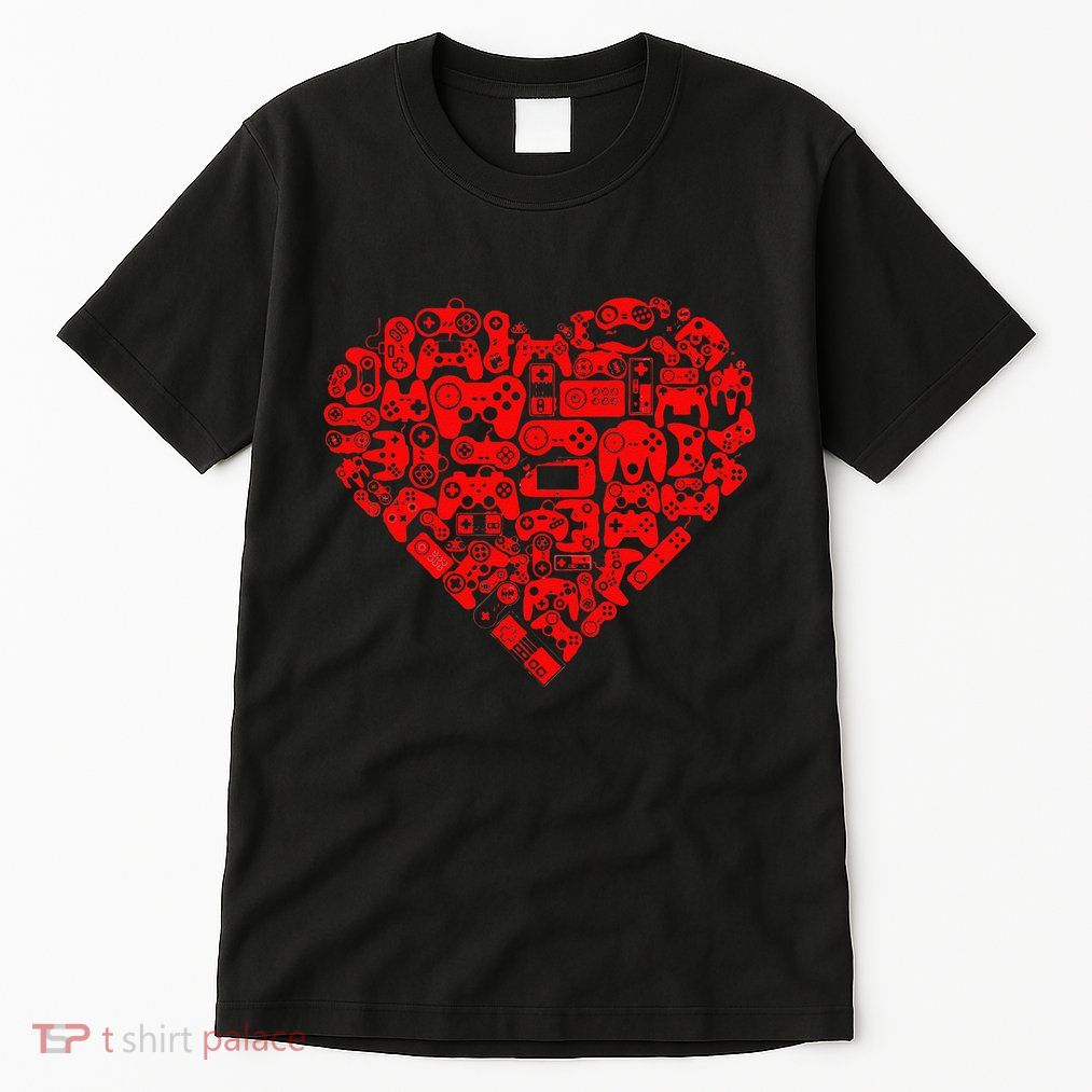 Valentine's Days Gamer Heart Controllers Tall T-Shirt