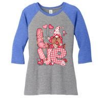 Valentines Day Gnome Love Gnome Gift Women's Tri-Blend 3/4-Sleeve Raglan Shirt