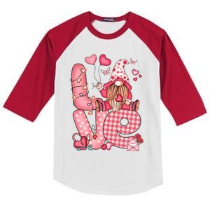 Valentines Day Gnome Love Gnome Gift Kids Colorblock Raglan Jersey