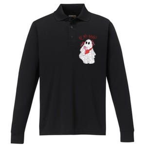 Valentines Day Ghost Be My Boo Cute Ghost Halloween Great Gift Performance Long Sleeve Polo