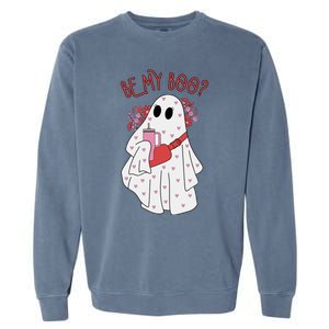 Valentines Day Ghost Be My Boo Cute Ghost Halloween Great Gift Garment-Dyed Sweatshirt