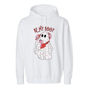 Valentines Day Ghost Be My Boo Cute Ghost Halloween Great Gift Garment-Dyed Fleece Hoodie