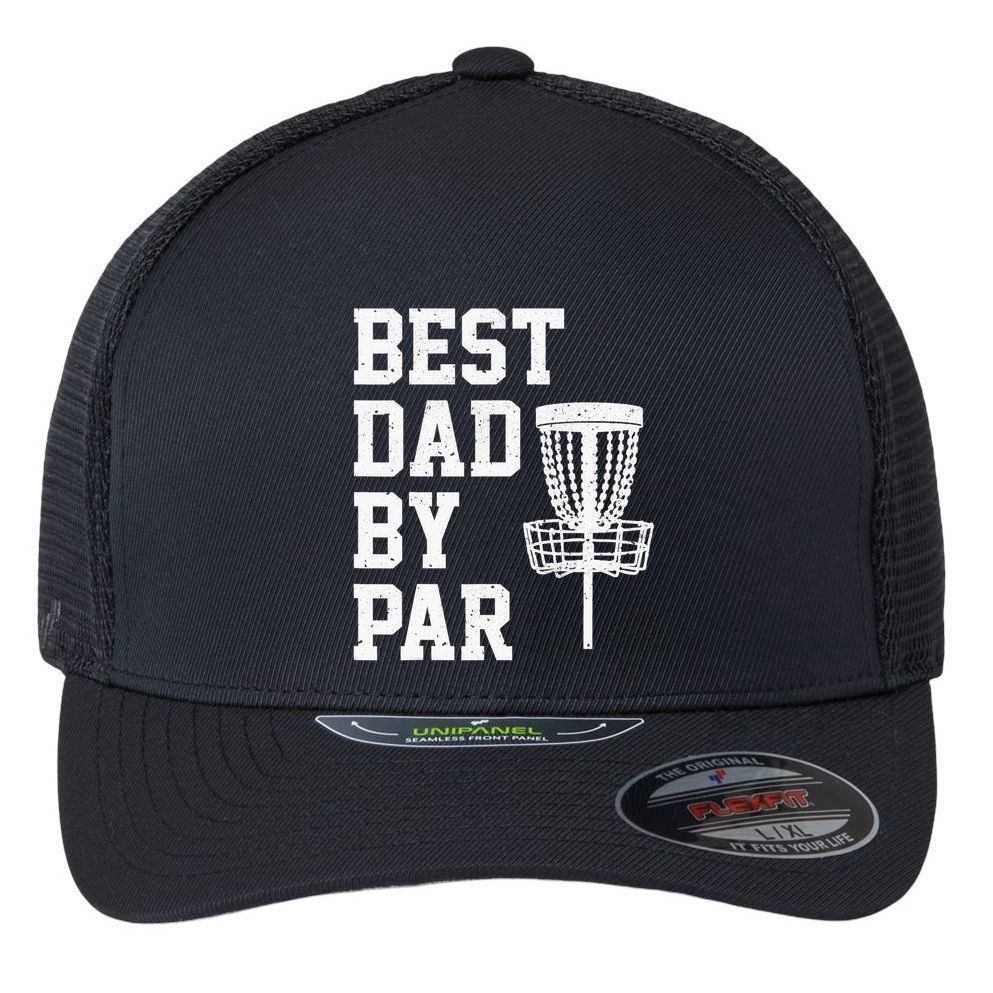 Vintage Disc Golf Dad Gift Best Dad By Par Disk Golf Flexfit Unipanel Trucker Cap