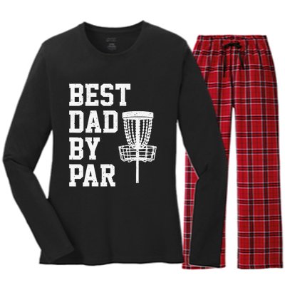 Vintage Disc Golf Dad Gift Best Dad By Par Disk Golf Women's Long Sleeve Flannel Pajama Set 