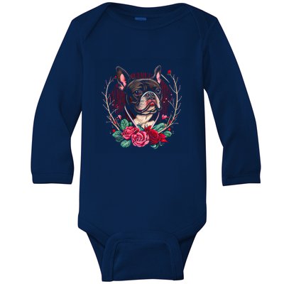 Valentine's Day Gift French Bulldog Dog Valentine Funny Gift Baby Long Sleeve Bodysuit