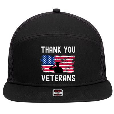 Veterans Day Gifts Thank You Veterans 7 Panel Mesh Trucker Snapback Hat