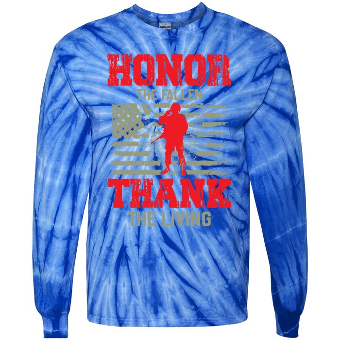 Veterans Day Gift Honor The Fallen Thank The Living Gift American Gift Tie-Dye Long Sleeve Shirt