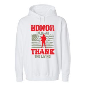 Veterans Day Gift Honor The Fallen Thank The Living Gift American Gift Garment-Dyed Fleece Hoodie