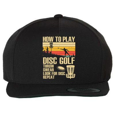 Vintage Disc Golf Frolf Retro Frisbee Disc Golfer Wool Snapback Cap