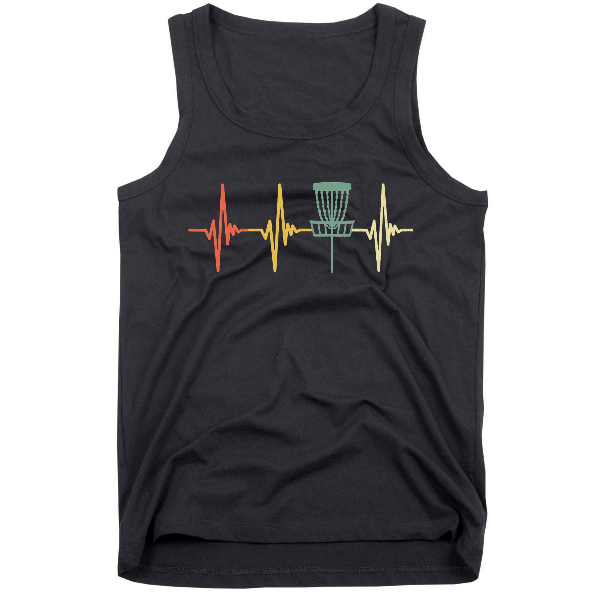 Vintage Disc Golf Retro Heartbeat Gift Disc Golf Tank Top