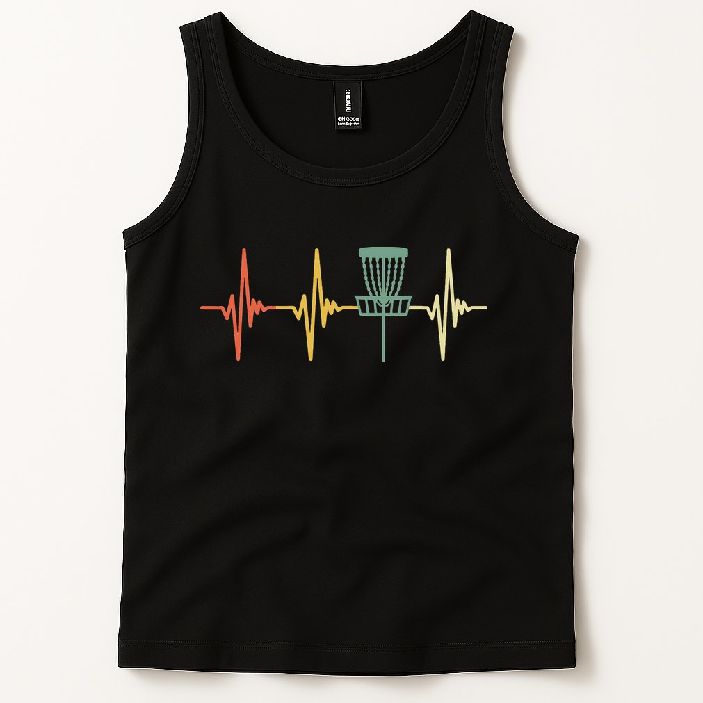 Vintage Disc Golf Retro Heartbeat Gift Disc Golf Tank Top
