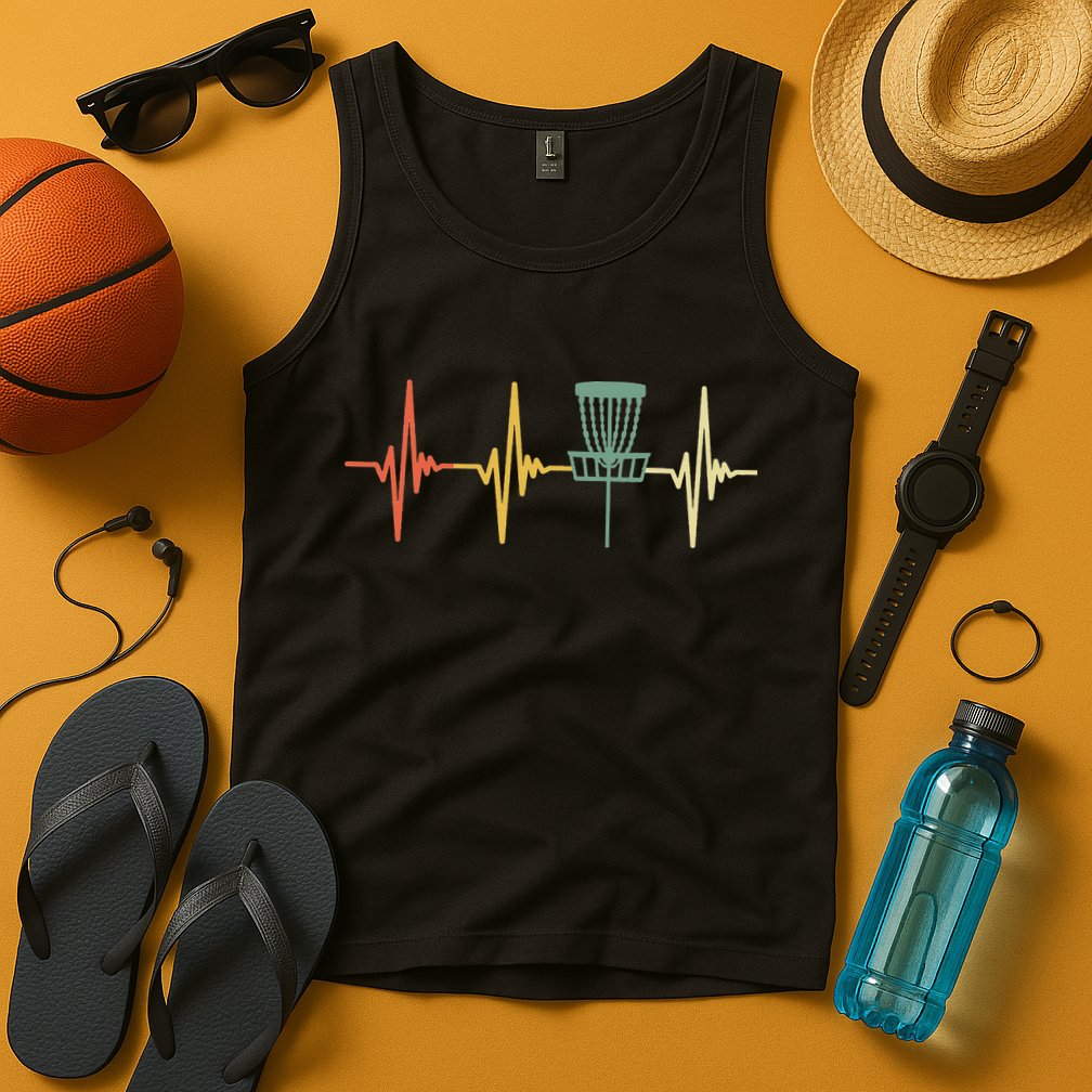Vintage Disc Golf Retro Heartbeat Gift Disc Golf Tank Top