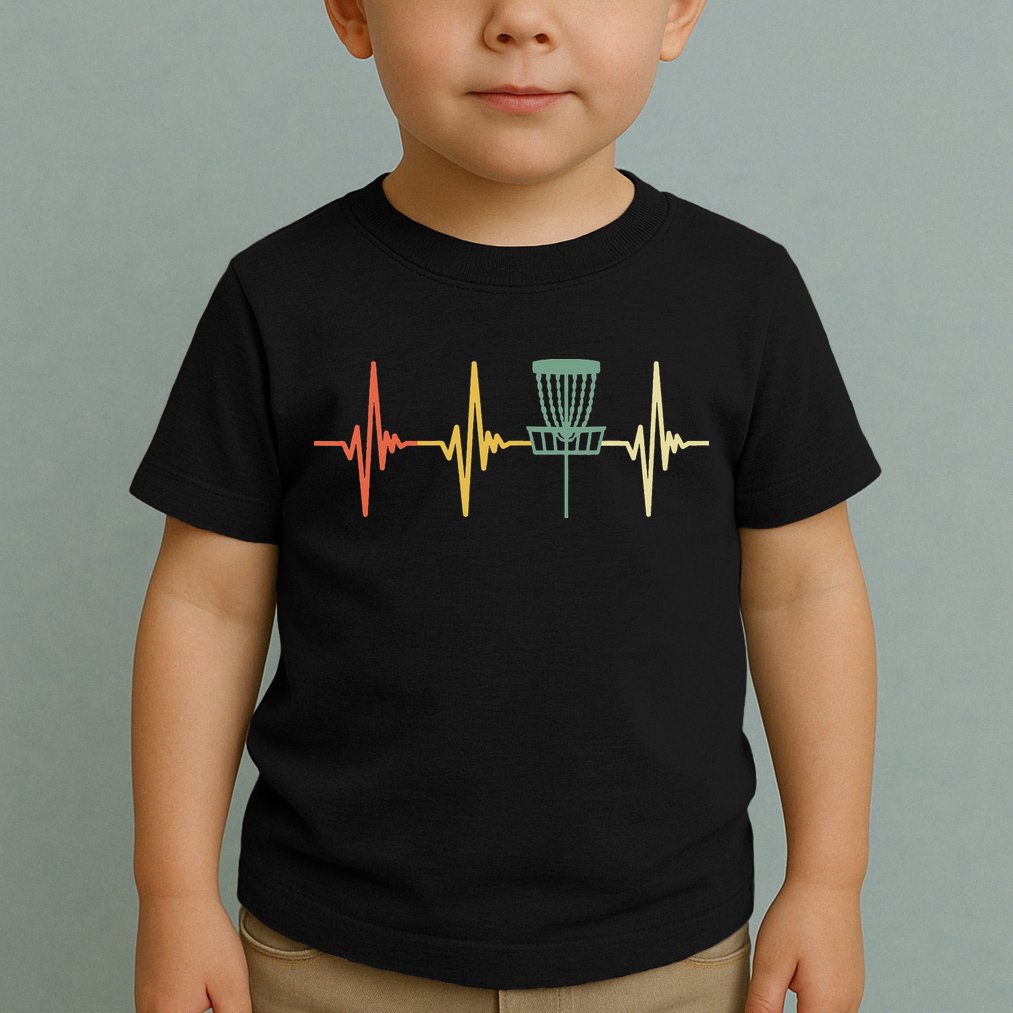 Vintage Disc Golf Retro Heartbeat Gift Disc Golf Toddler T-Shirt