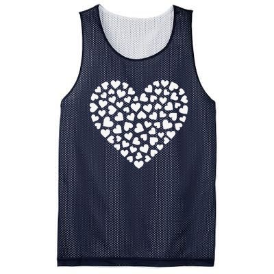 Valentine's Day Graphic Women's's White Hearts Red Mesh Reversible Basketball Jersey Tank