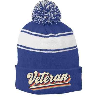 Veterans Day Gift Stripe Pom Pom Beanie