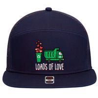 Valentines Day Garbage Truck Loads Of Love 7 Panel Mesh Trucker Snapback Hat