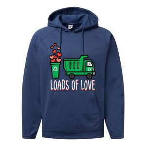 Valentines Day Garbage Truck Loads Of Love Performance Fleece Hoodie