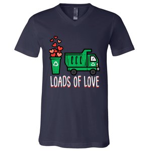 Valentines Day Garbage Truck Loads Of Love V-Neck T-Shirt