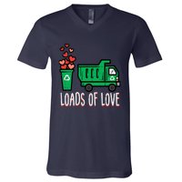 Valentines Day Garbage Truck Loads Of Love V-Neck T-Shirt