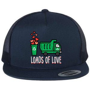 Valentines Day Garbage Truck Loads Of Love Flat Bill Trucker Hat