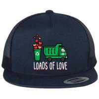 Valentines Day Garbage Truck Loads Of Love Flat Bill Trucker Hat