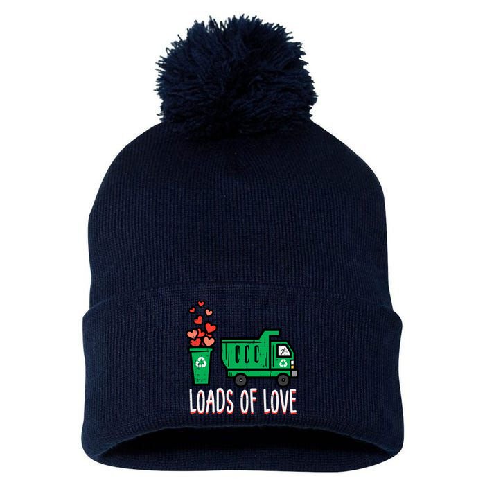 Valentines Day Garbage Truck Loads Of Love Pom Pom 12in Knit Beanie