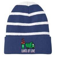 Valentines Day Garbage Truck Loads Of Love Striped Beanie with Solid Band