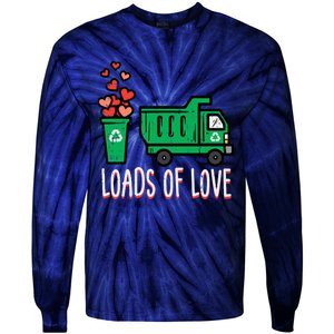 Valentines Day Garbage Truck Loads Of Love Tie-Dye Long Sleeve Shirt