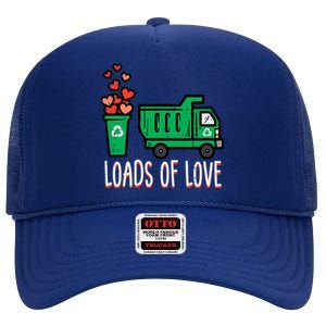 Valentines Day Garbage Truck Loads Of Love High Crown Mesh Back Trucker Hat