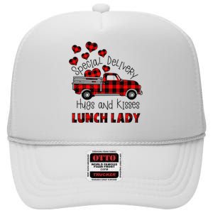 Valentine's Day Greeting Special Delivery Hugs Kisses Love High Crown Mesh Back Trucker Hat