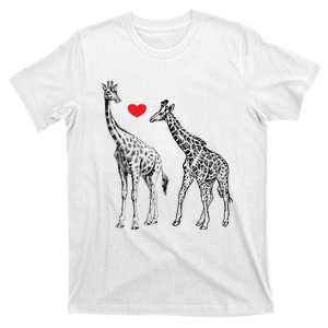 Valentines Day Giraffes Matching Couple Love Heart Gifts For Her And Him T-Shirt