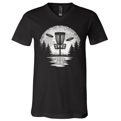 Vintage Disc Golf Basket Tree Frisbee Golf Lover Great Gift V-Neck T-Shirt