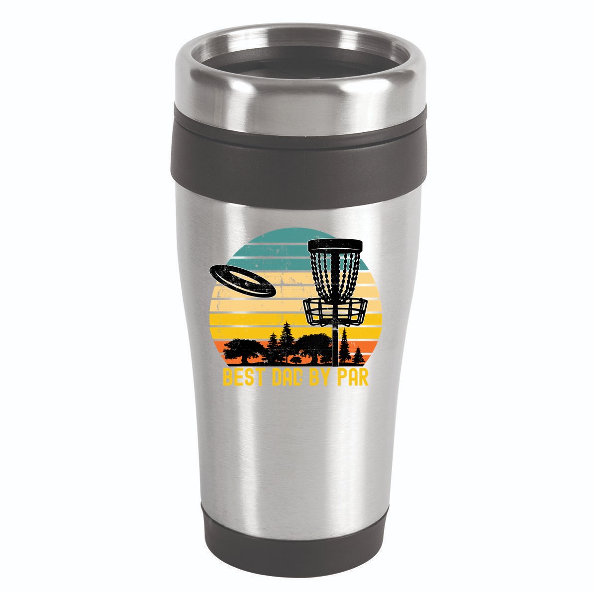 Vintage Disc Golf Dad Present Best Dad By Par Disk Golf Gift 16oz Travel Tumbler