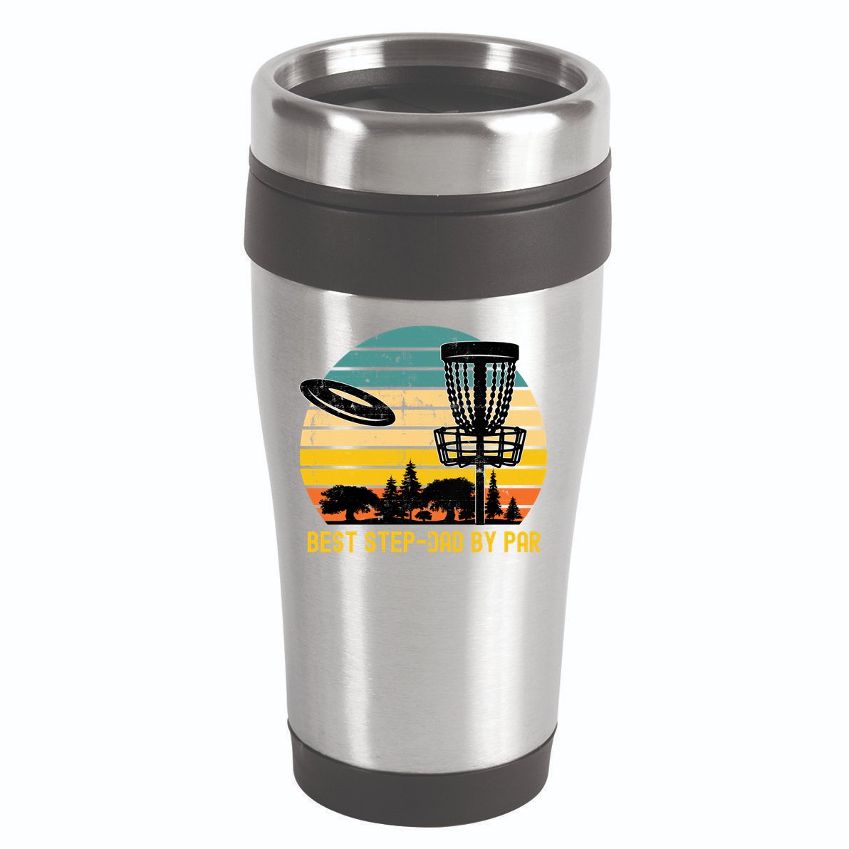 Vintage Disc Golf Dad Present Best Stepdad By Par Disk Golf Gift 16oz Travel Tumbler