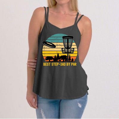 Vintage Disc Golf Dad Present Best Stepdad By Par Disk Golf Gift Women's Strappy Tank