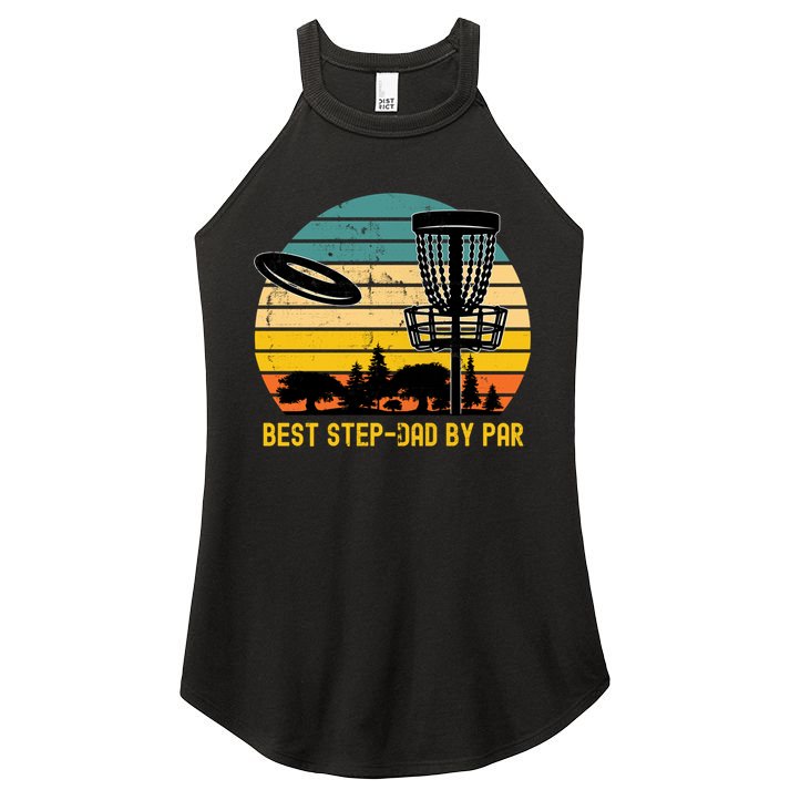 Vintage Disc Golf Dad Present Best Stepdad By Par Disk Golf Gift Women's Perfect Tri Rocker Tank