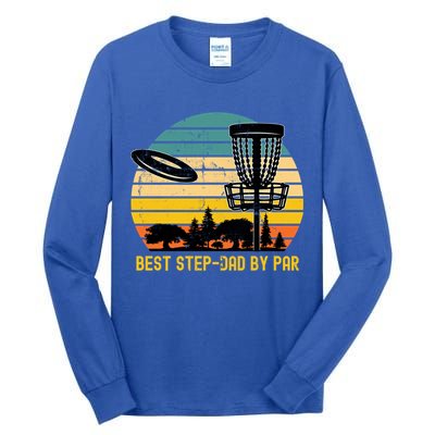 Vintage Disc Golf Dad Present Best Stepdad By Par Disk Golf Gift Tall Long Sleeve T-Shirt