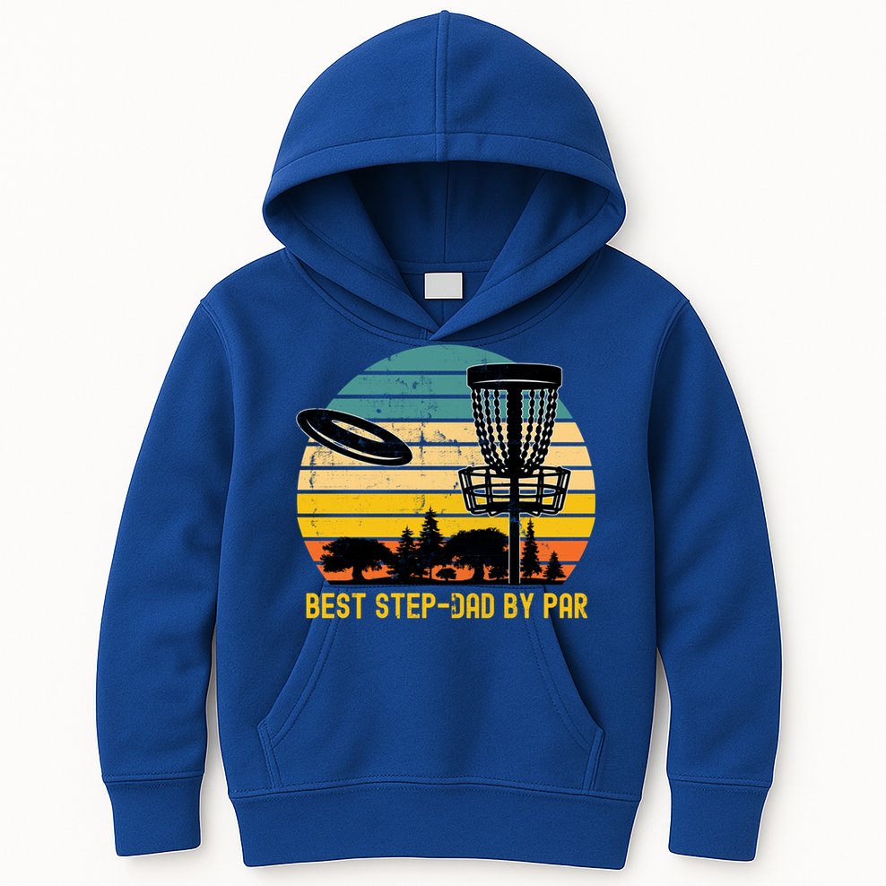 Vintage Disc Golf Dad Present Best Stepdad By Par Disk Golf Gift Kids Hoodie