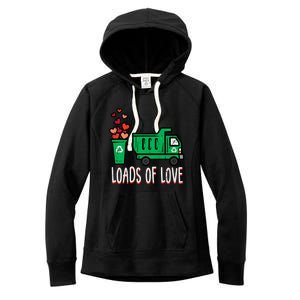 Valentines Day Garbage Truck Loads Of Love Women's Fleece Hoodie