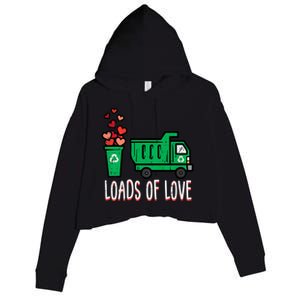 Valentines Day Garbage Truck Loads Of Love Crop Fleece Hoodie