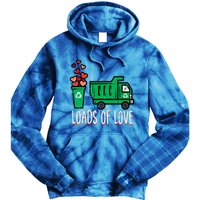 Valentines Day Garbage Truck Loads Of Love Tie Dye Hoodie